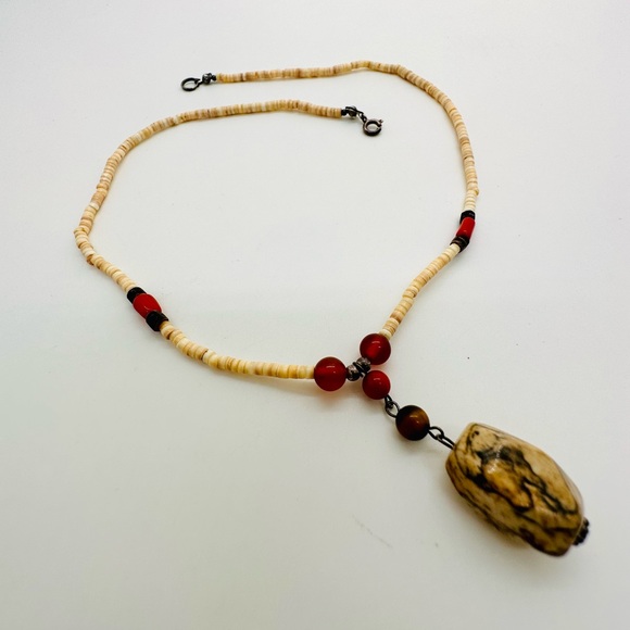 Vintage Heishi Coral Stone Necklace - Picture 13 of 16